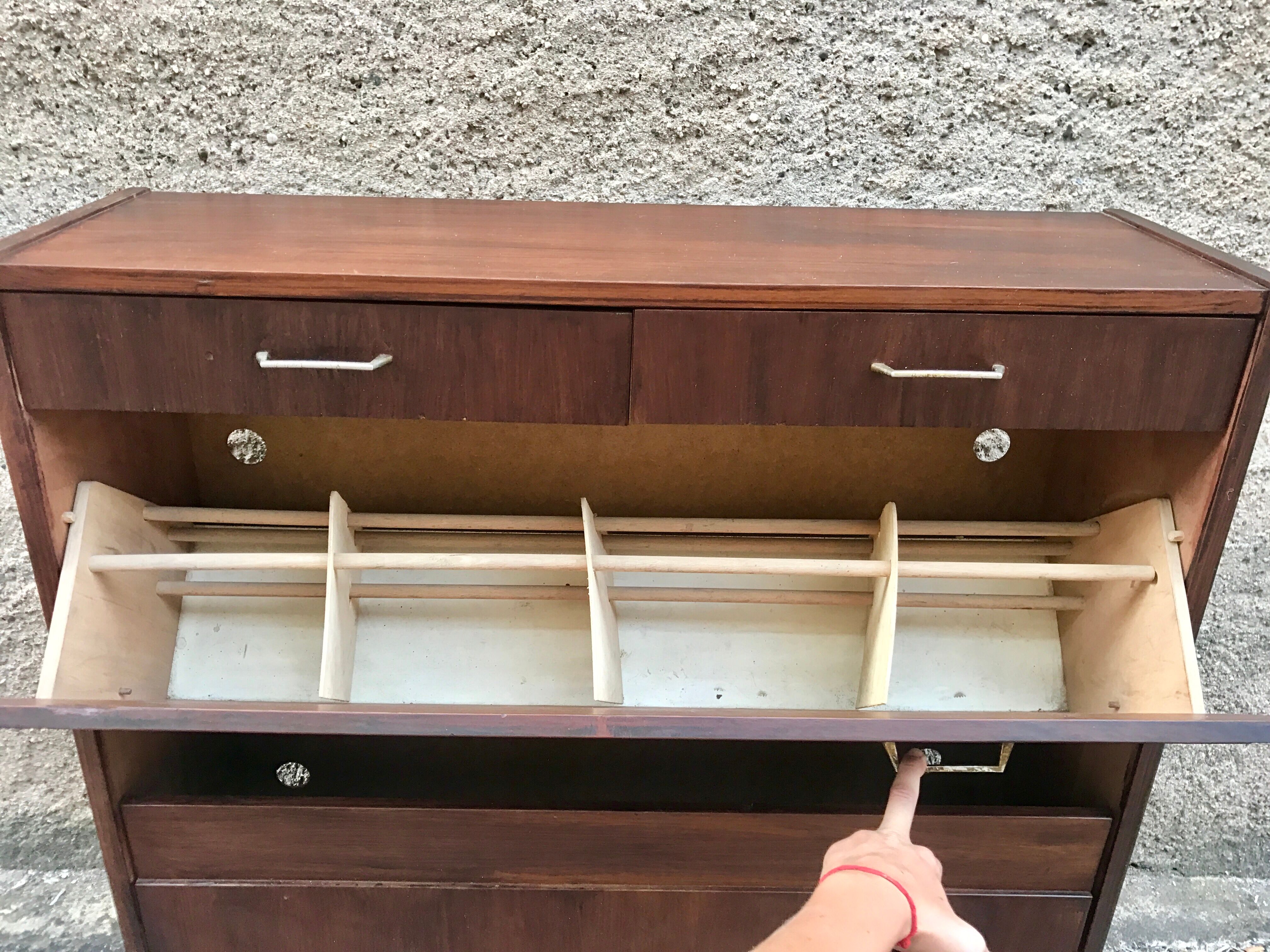 Meuble à chaussure vintage chêne foncé 1960