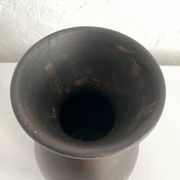 Ceramic vase painted in brown (wood effect), rounded model