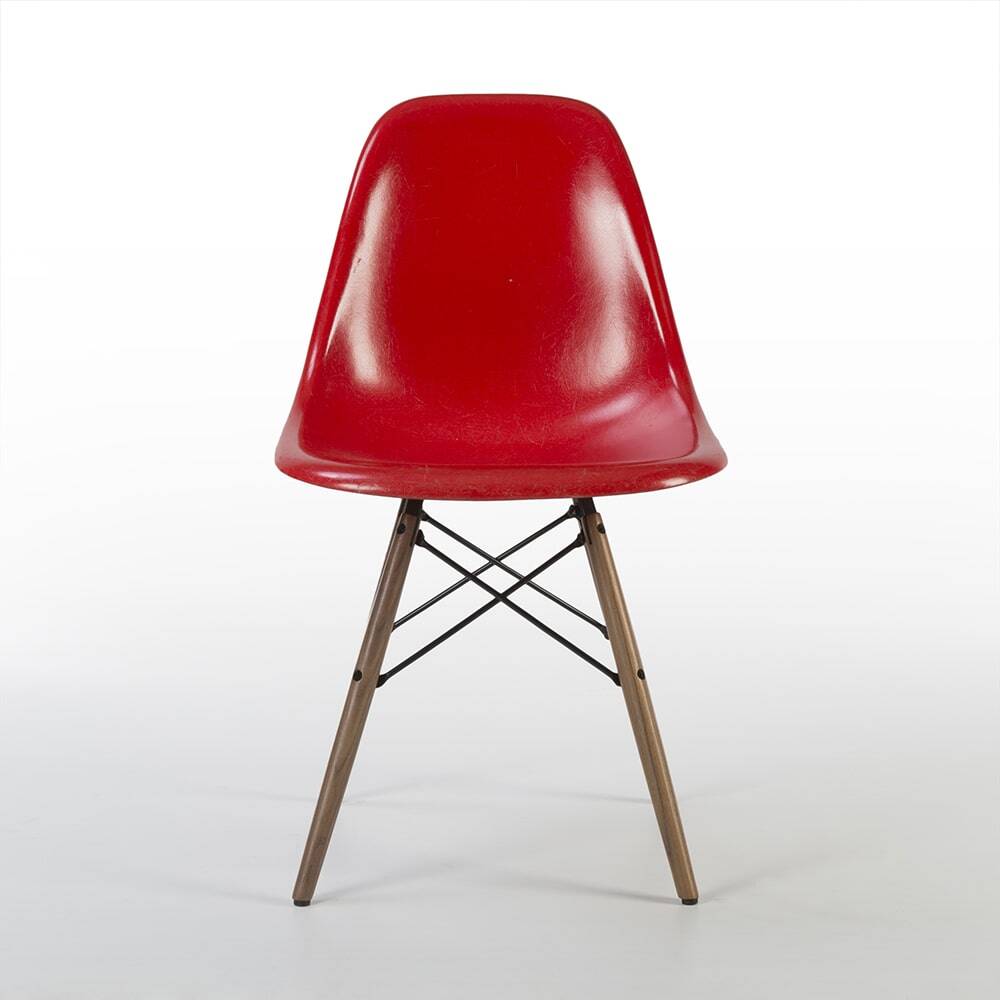 Red Herman Miller Original Eames DSW Dining Side Shell Chair