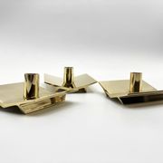 3 “Profile” candlesticks no. 70 in brass • Design Pierre Forssel for Skultuna Éditions • 1960