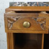 Art deco bedside table in solid wood and superb marble