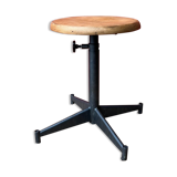 Adjustable industrial stool in metal & wood