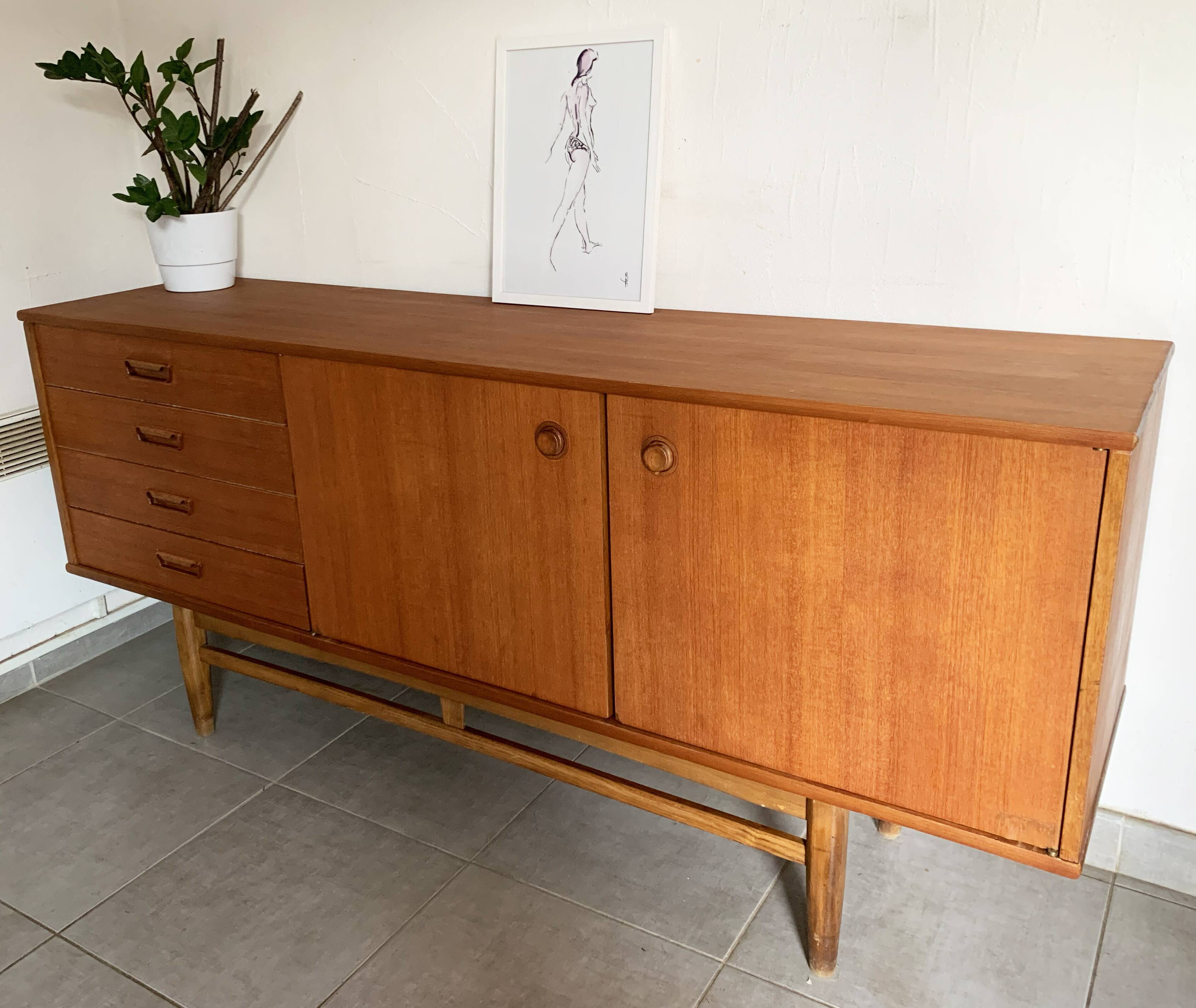 Vintage Scandinavian enfilade from the 60s in teak