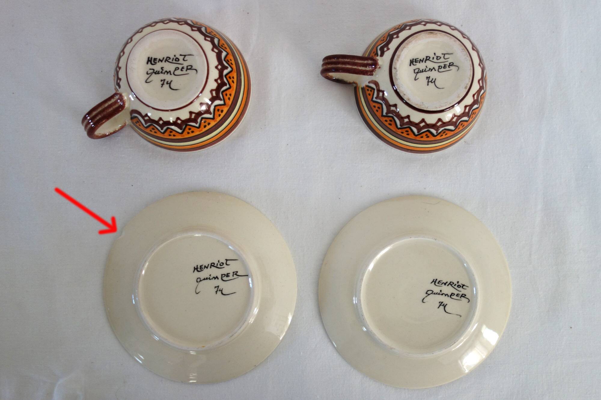 Henriot Quimper earthenware duo coffee service