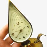 Belle rare horloge de bureau en laiton du milieu du siècle Swiza en forme de bougie Hollywood Regency Suisse 1950