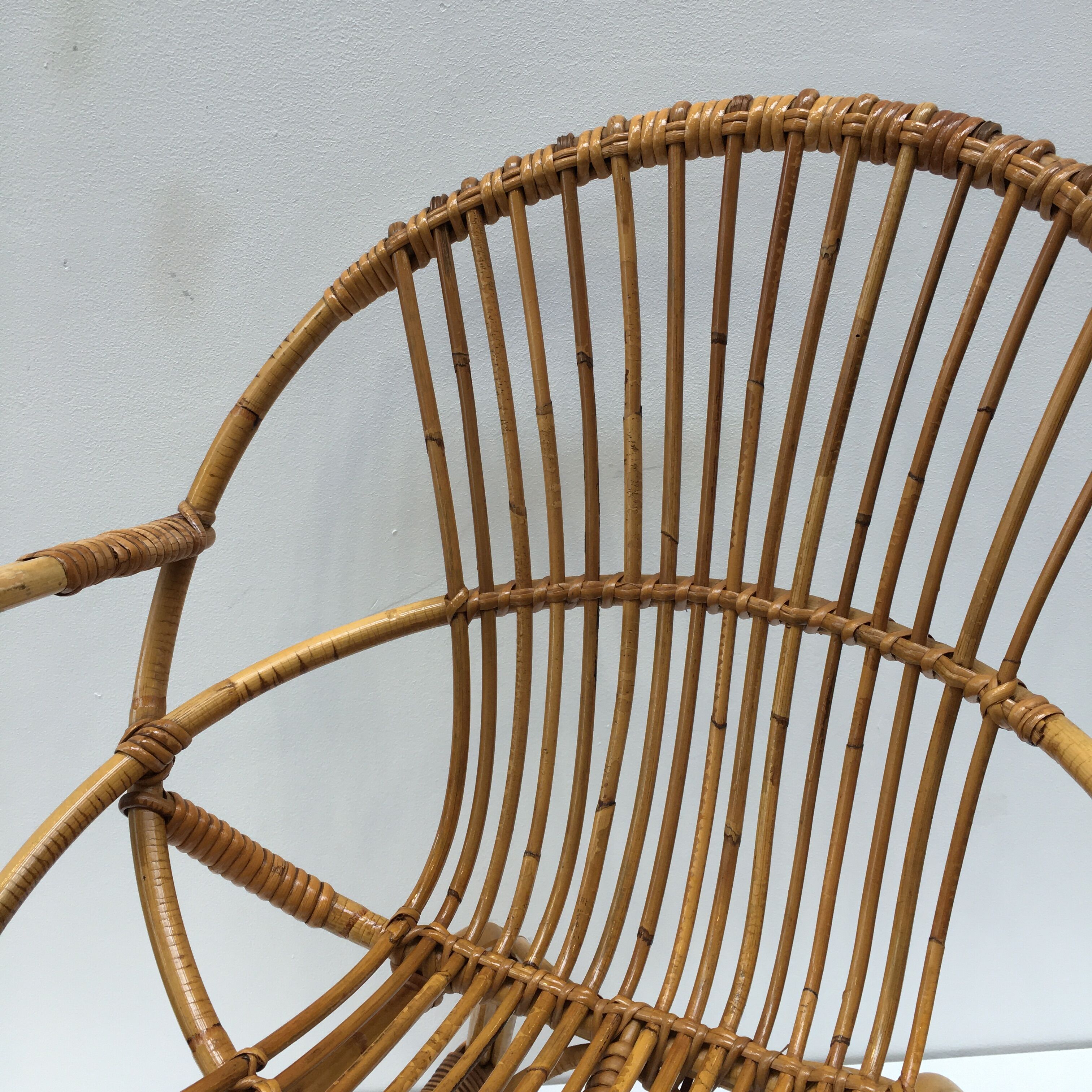 Rattan shell armchair