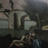 Ancient painting "The Romantic Rendezvous" by an unknown artist.