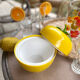 Vintage yellow plastic "apple" ice bucket from the 1970s.