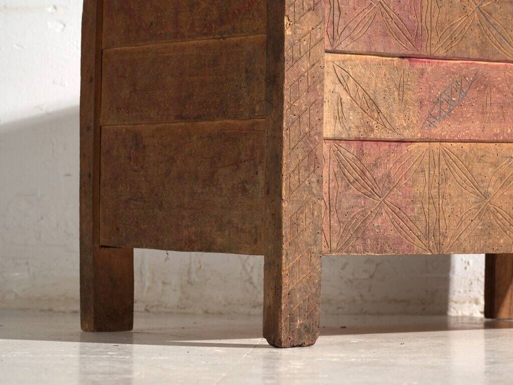 Antique carved pine chest – Central Europe, circa 1850