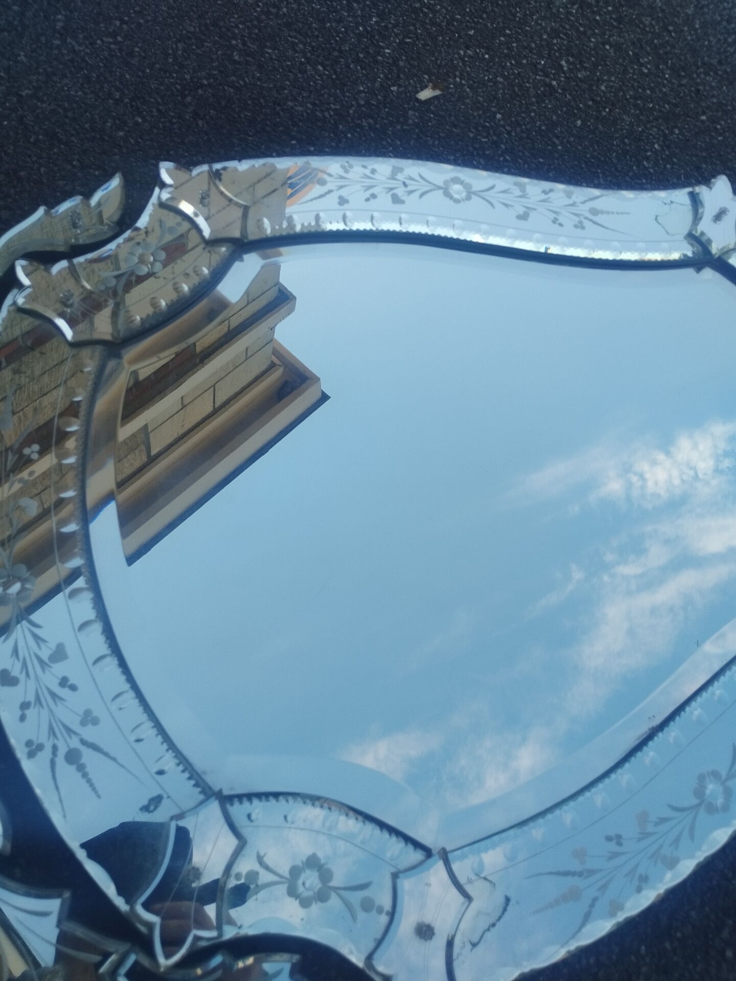Très beau miroir vénitien ancien vintage