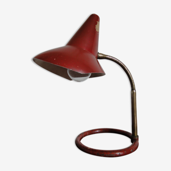 Adjustable red table lamp from the 1950