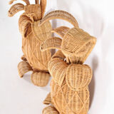 Paire d’ appliques « ananas » en rotin