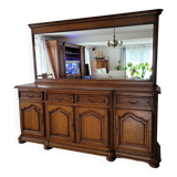 Sideboard entirely in solid oak + mirror frame in solid oak