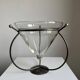 Vintage Modernist Large Clear Glass Vase/Decorative Piece With Metal