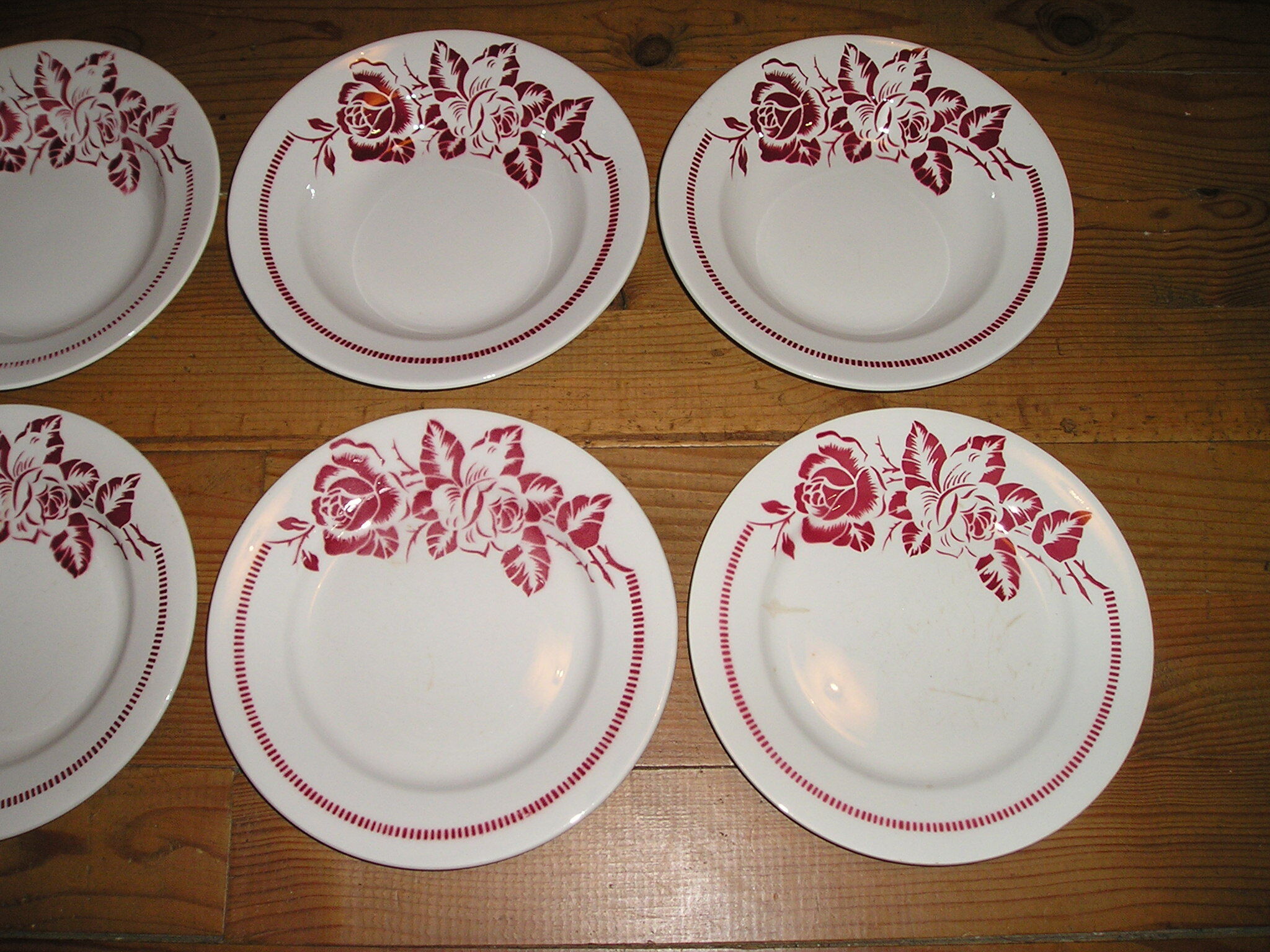 Lot of 8 plates flat and hollow earthenware to décor floral 60s/70s Digoin Sarreguemines
