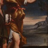 Tableau ancien italien du XVIIe siècle, Tobie et l'ange