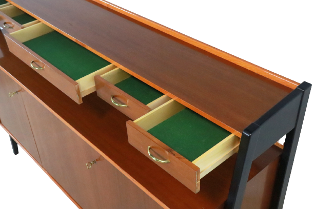 Vintage high sideboard two piece cabinet 'Korpela'