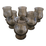 6 old smoked glasses with bubbles