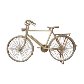 Vélo décoratif en rotin des années 1960
