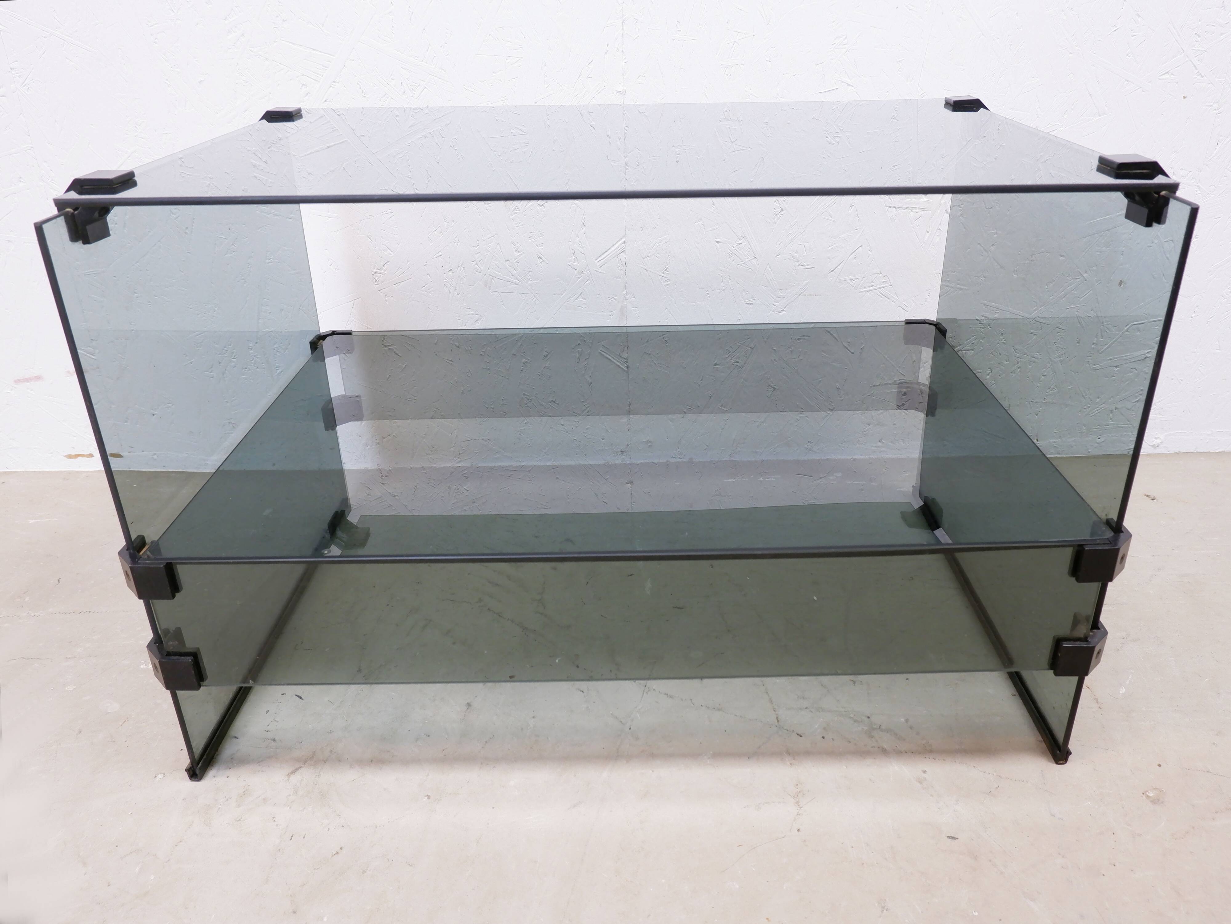 Meuble audio en verre Pieterman Holland, années 1980