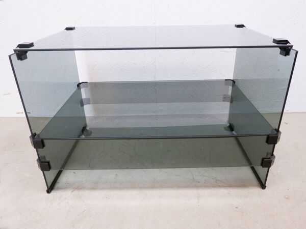 Meuble audio en verre Pieterman Holland, années 1980