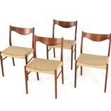 Set of 4 Arne Wahl Iversen for Glyngore papercord chairs 'Naerem'