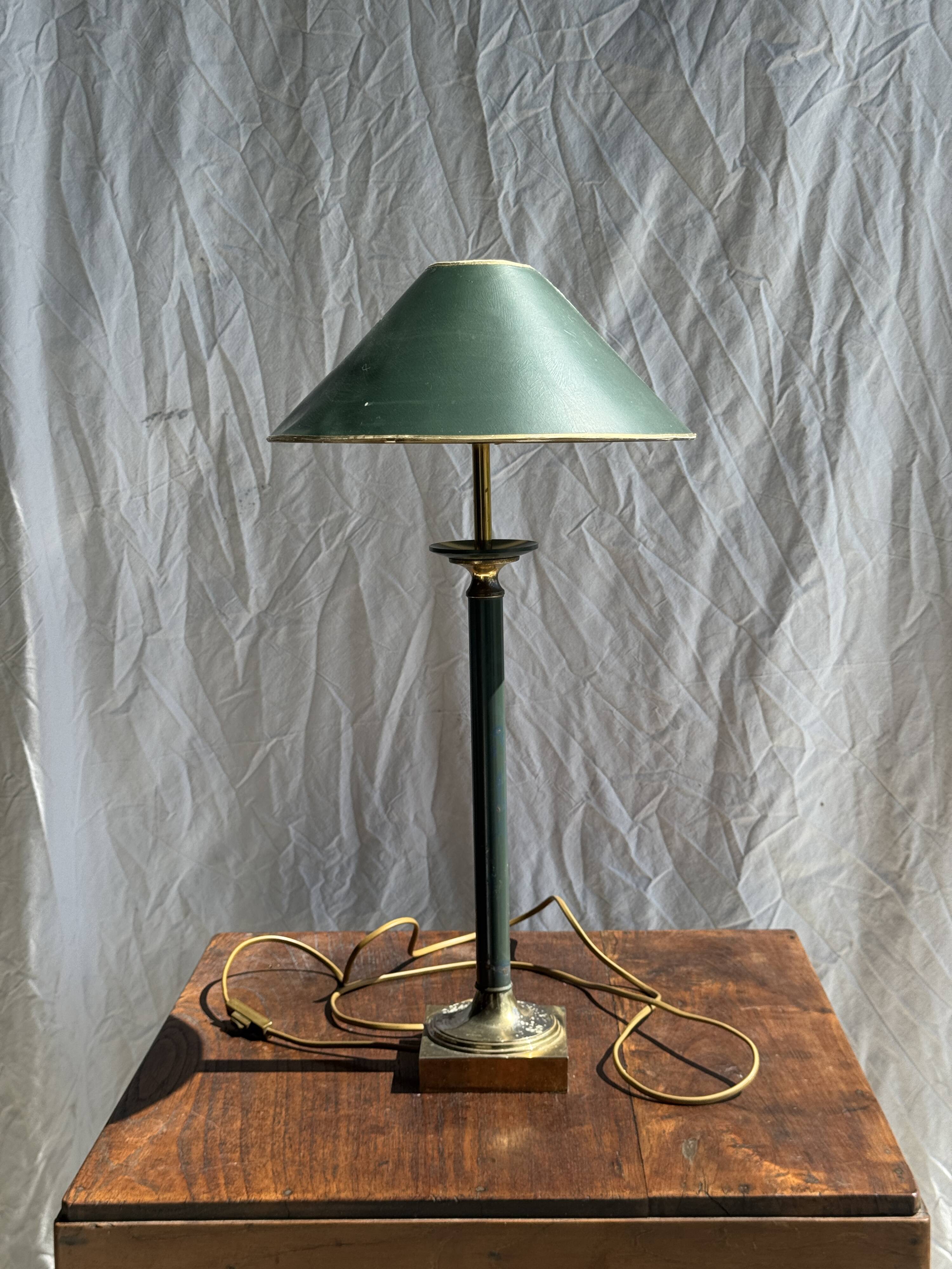 Vintage green and gold table lamp H60 D30