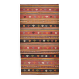 6x12 Long Wide Red Striped Kilim Rug,  190x356Cm