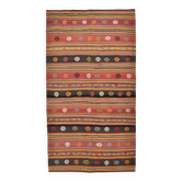 Tapis Kilim à rayures rouges, long et large, 190 x 356 cm