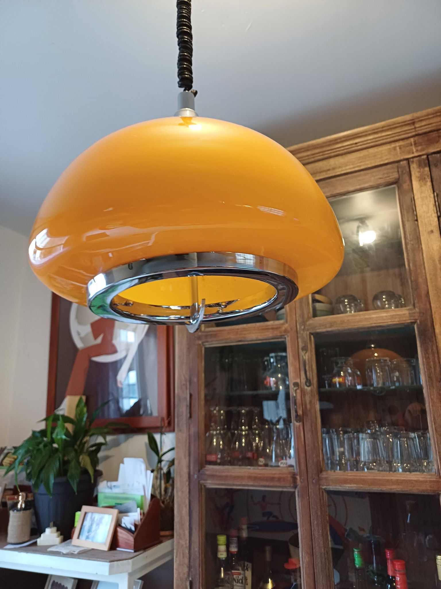 Suspension vintage opaline orange " viro "