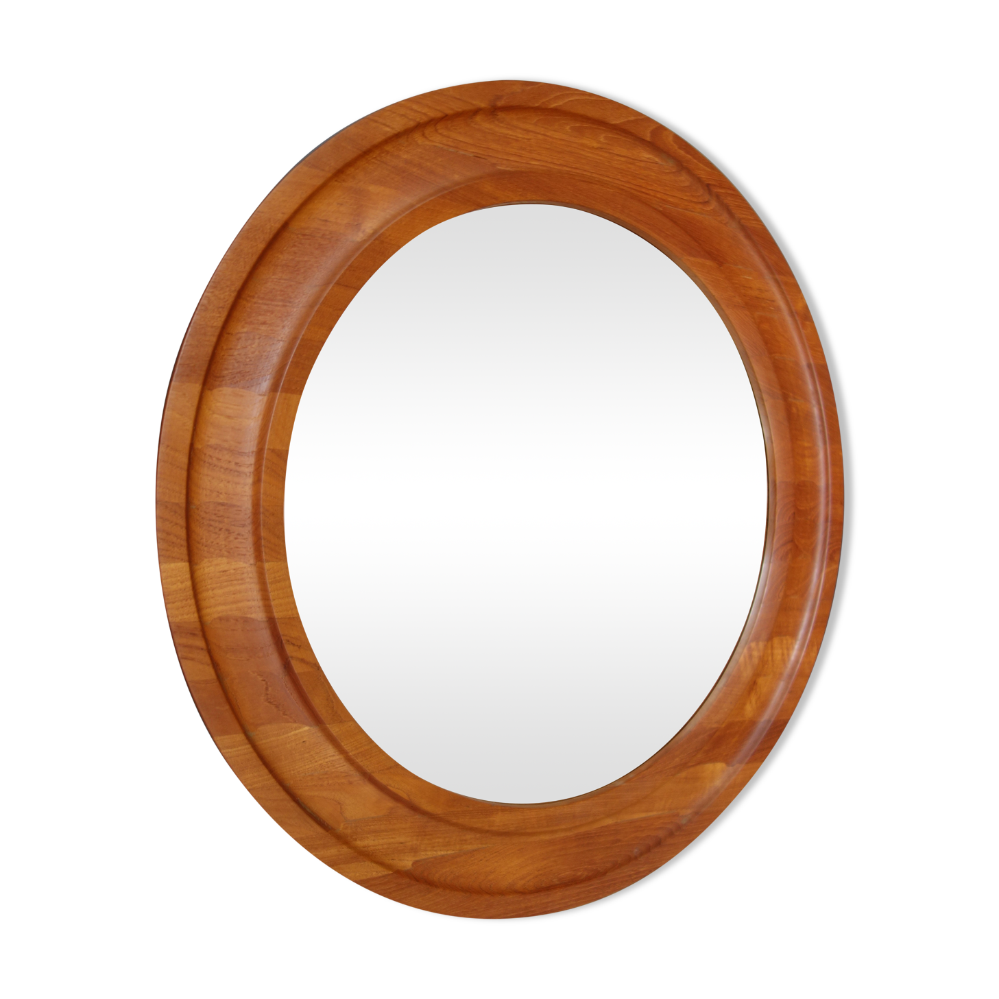 Miroir rond en teck par Hadsten Danemark 74cm