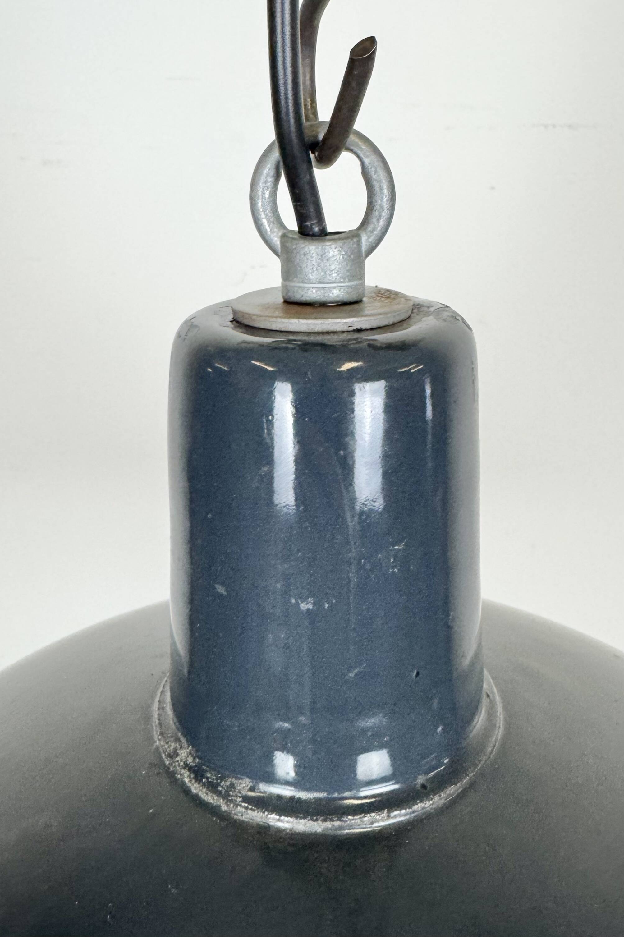 Industrial dark blue enamel pendant lamp from emax, 1960s