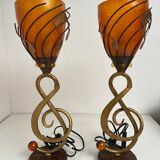 Pair of vintage musical note table lamps