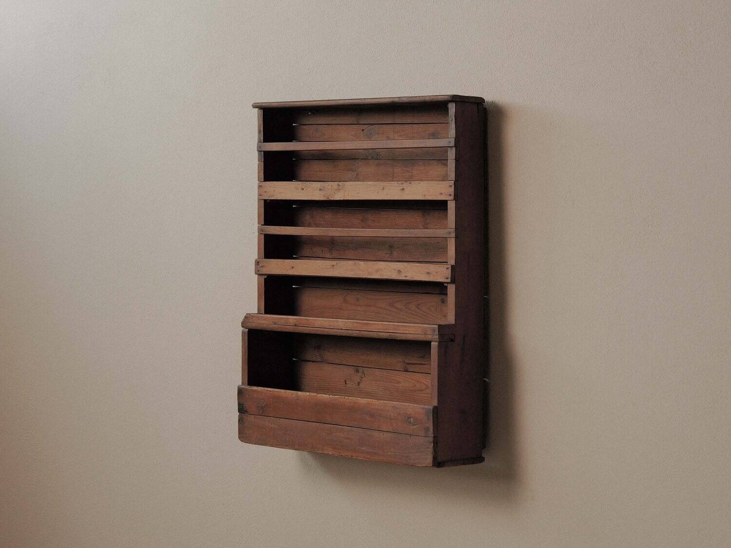 Antique solid wood wall shelf, France, 19th century