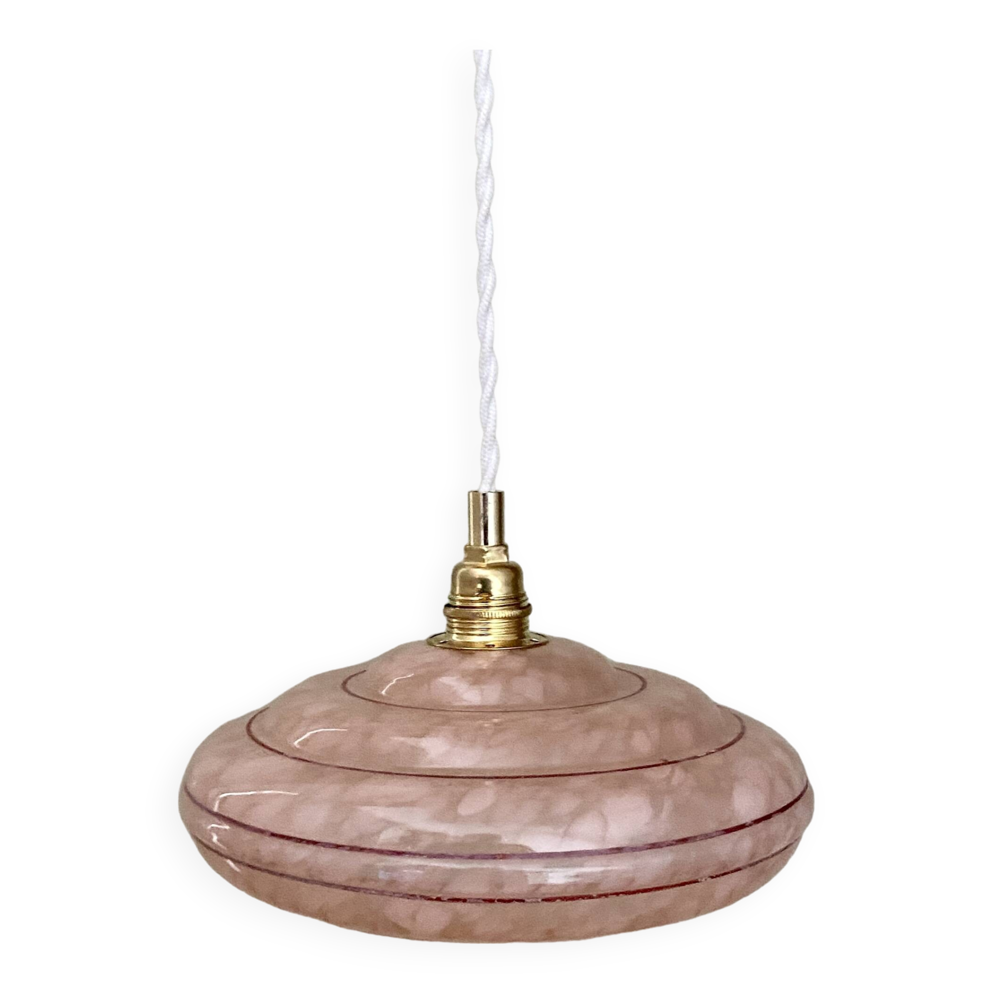 Vintage pink clichy glass lampshade pendant light
