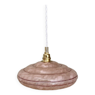 Vintage pink clichy glass lampshade pendant light