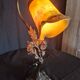 Unsigned wrought iron and tulip lamp (city light)