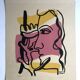 Fernand LEGER, Profile with Flower, c. 1948. Signed and stamped lithograph.