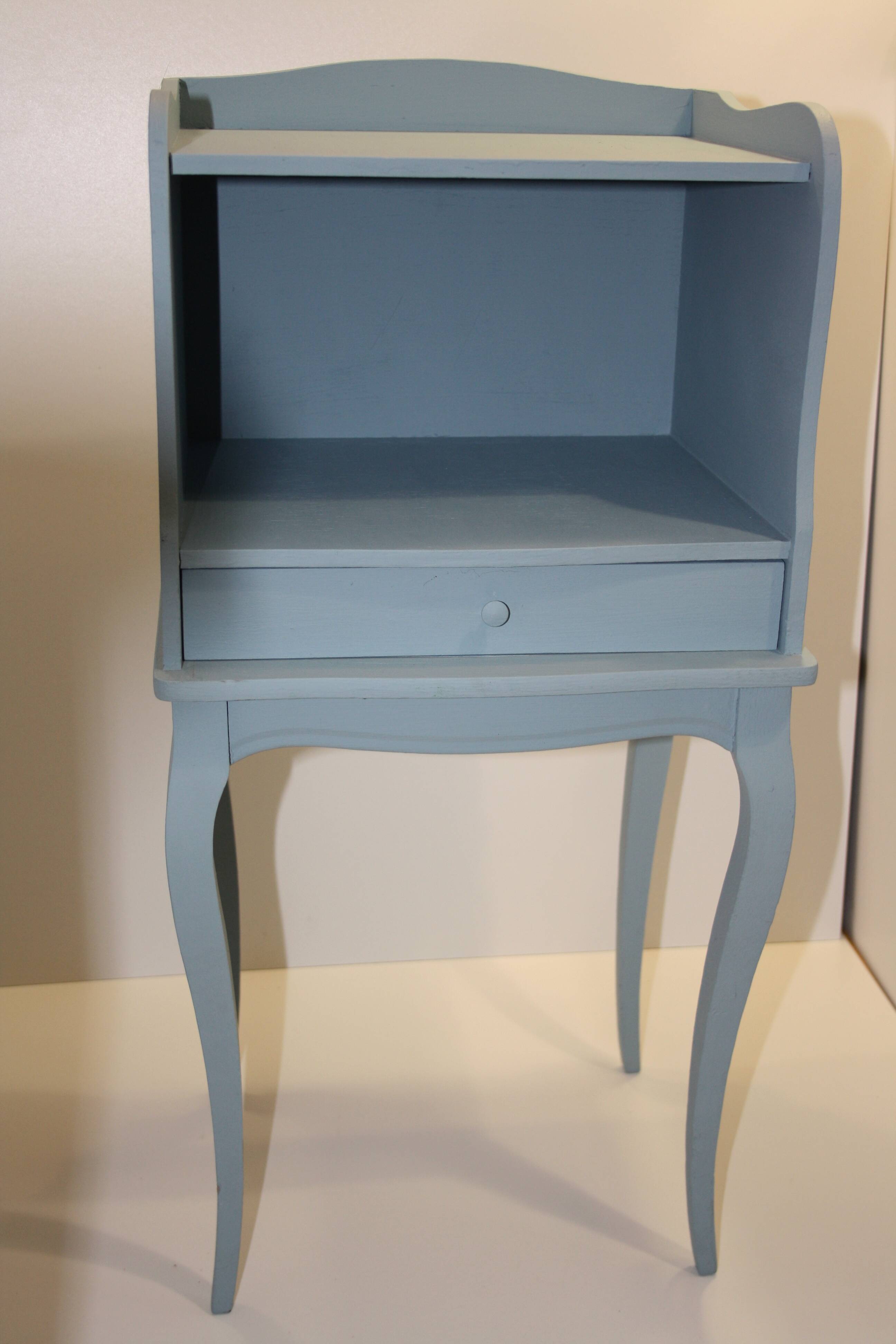 Classic blue bedside table with one drawer