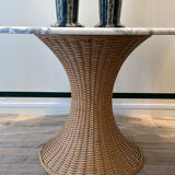 Marble and wicker dining table