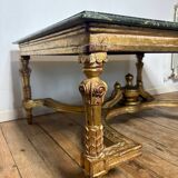 Coffee table in green marble and gilded wood, Louis XVI / Rococo style