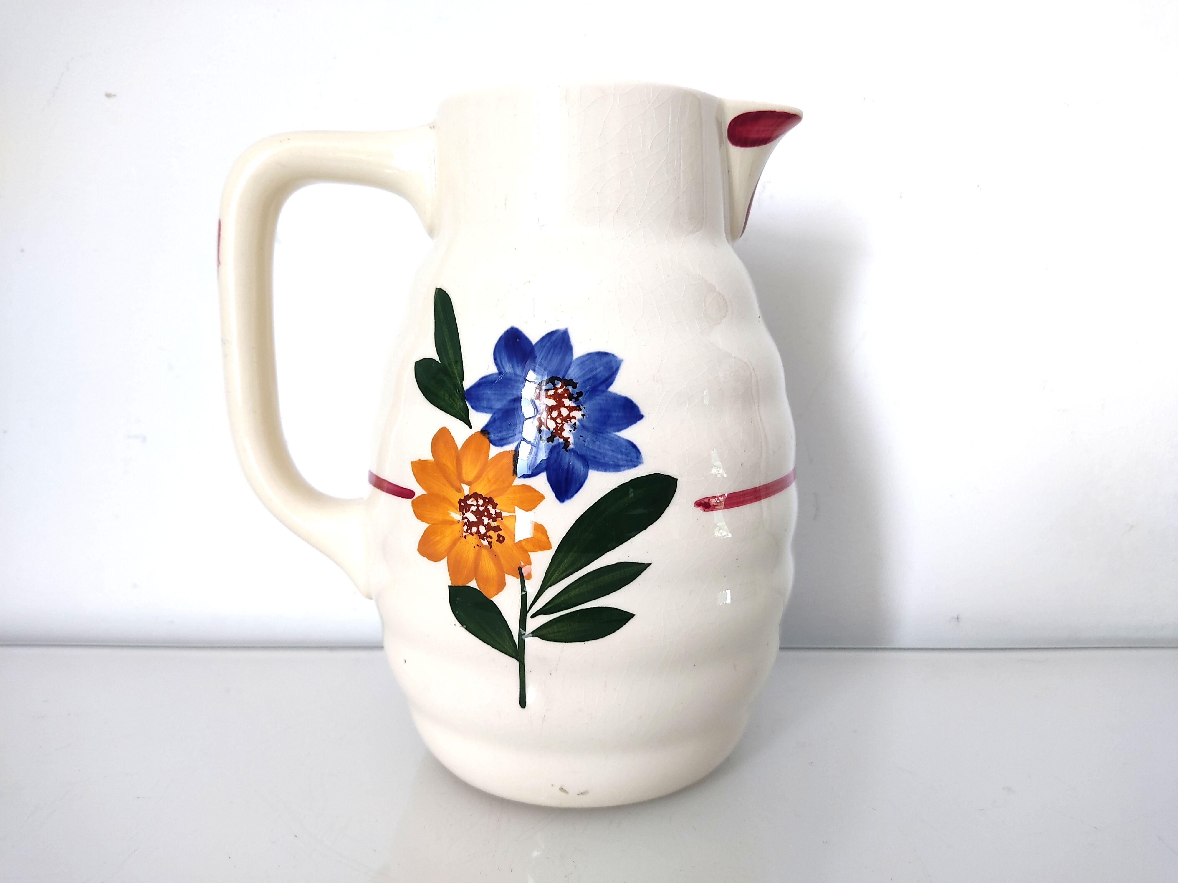 Pitcher Sarreguemines décor Selestat