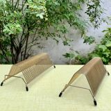 Pair of vintage record holders in gilded brass - for 80 vinyls