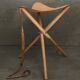 Tabouret pliant cuir et bambou 1970