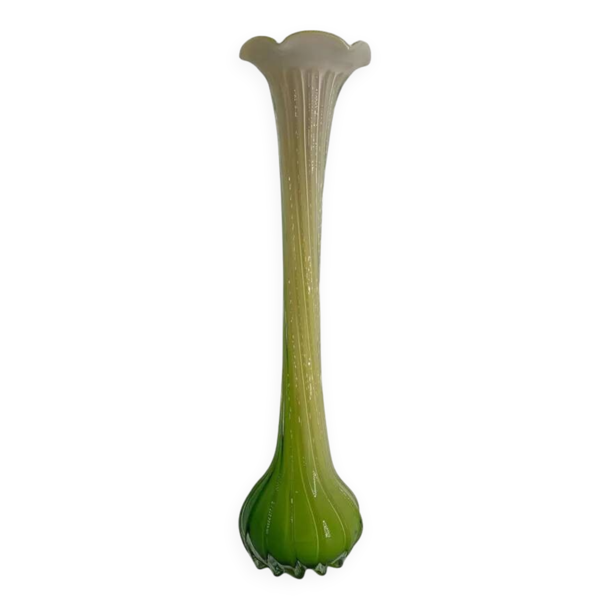 Large vintage Murano style blown glass corolla vase