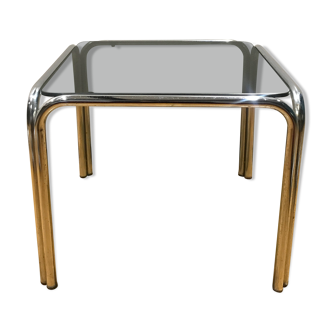 Chromium and smoked glass side table