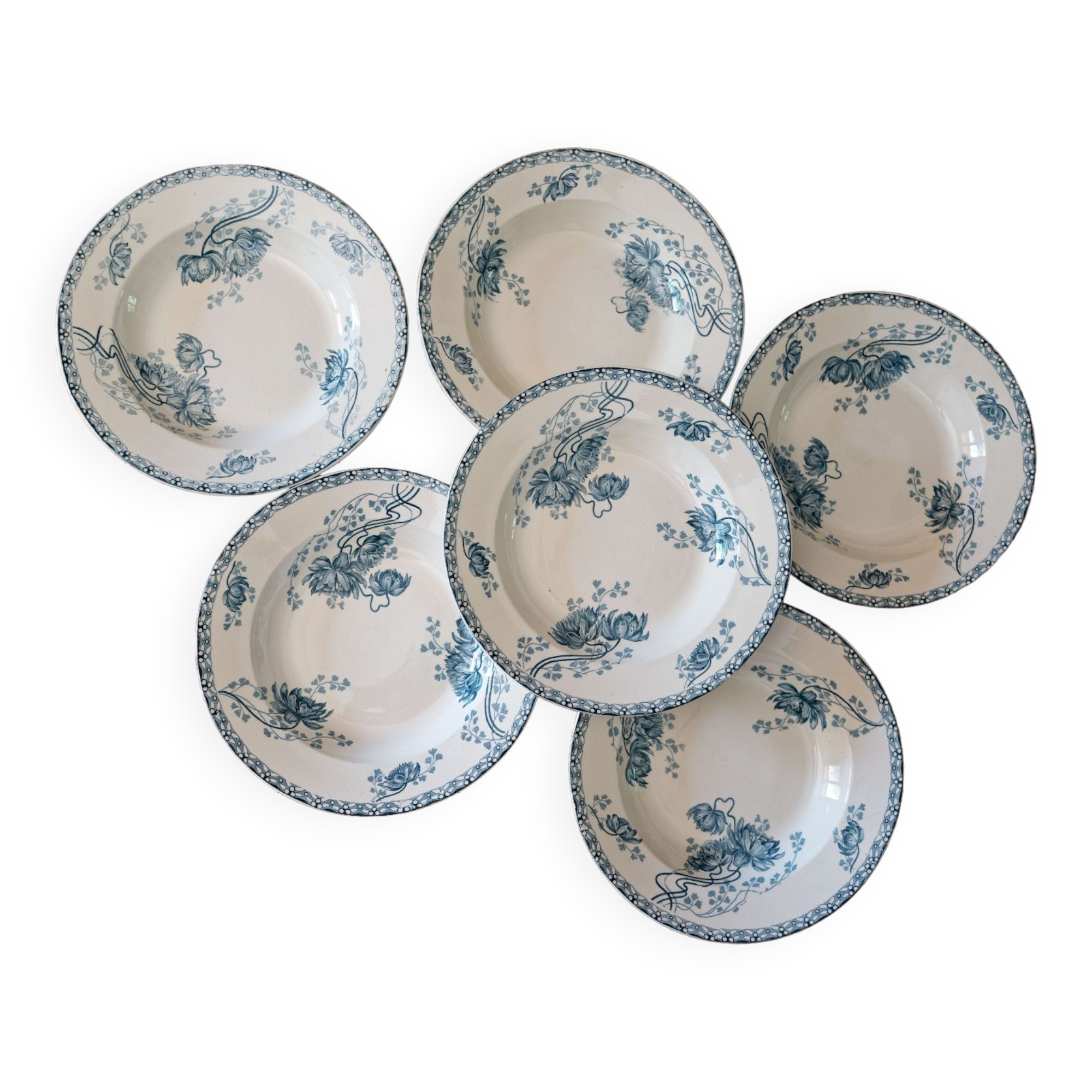 Iron earth soup plates Sarreguemines Royat