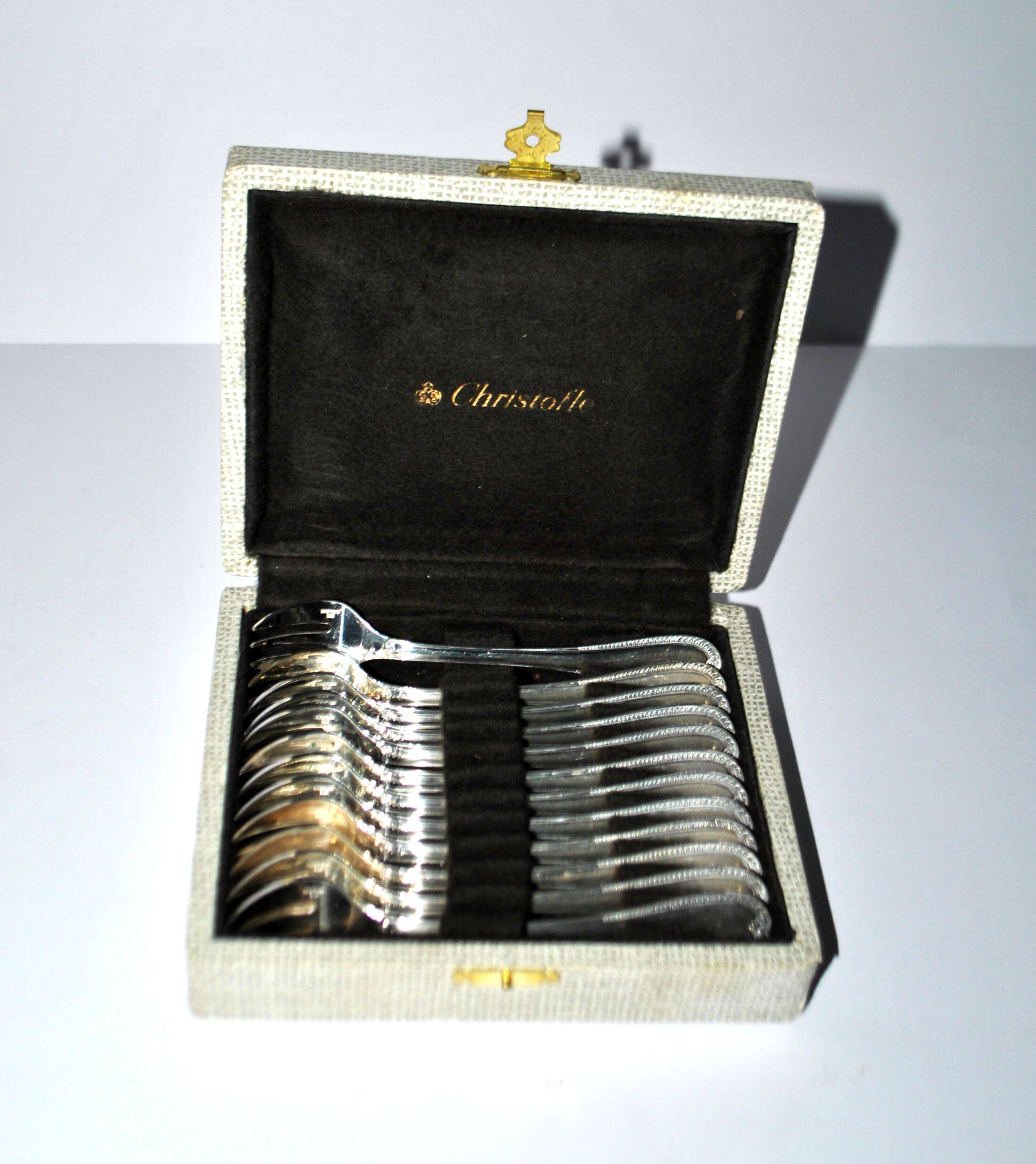 Christofle set of 12 Malmaison Empire oyster forks
