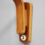 1960s Wooden Wall Lamp with Glass Shade, Czechoslovakia