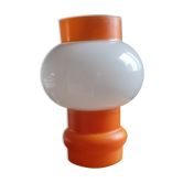 Vintage table lamp in orange opaline in white 1970